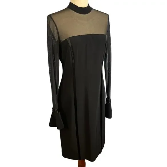 Oleg Cassini Black Tie Vintage Special Occasion Dress Long Sleeve Black Size 8 - Picture 2 of 7